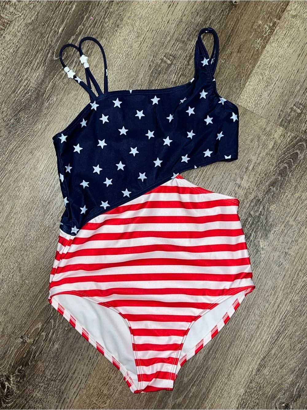 Patriotic One-Piece Swimsuit - Navy Stars & Red Stripes